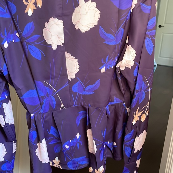 Purple Floral Wrap Blouse - Picture 4 of 4